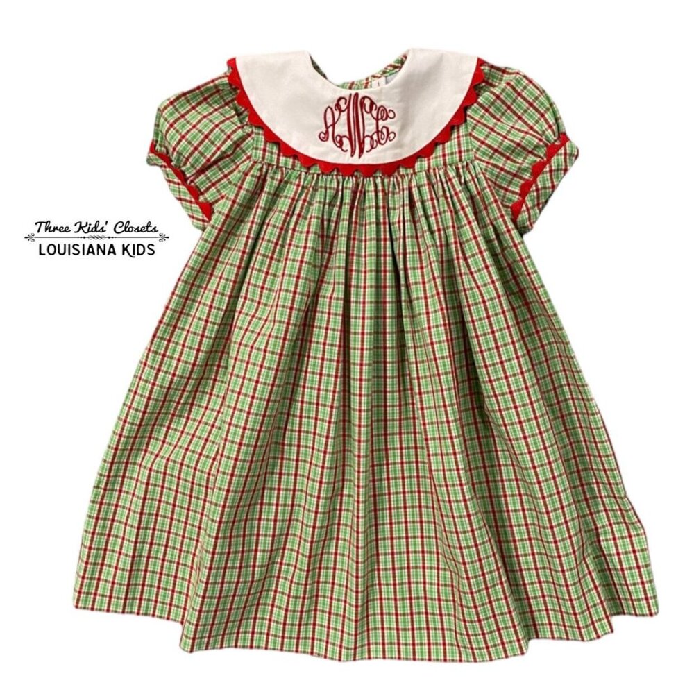 Orient Expressed Sz 1 (1-2Y) Monogram aWc Christmas Dress